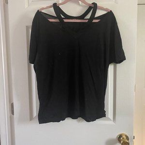 Shein Cold Shoulder Black Tee